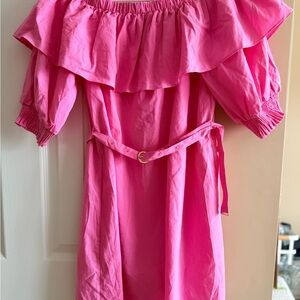 Vibrant Pink Off-Shoulder Dress